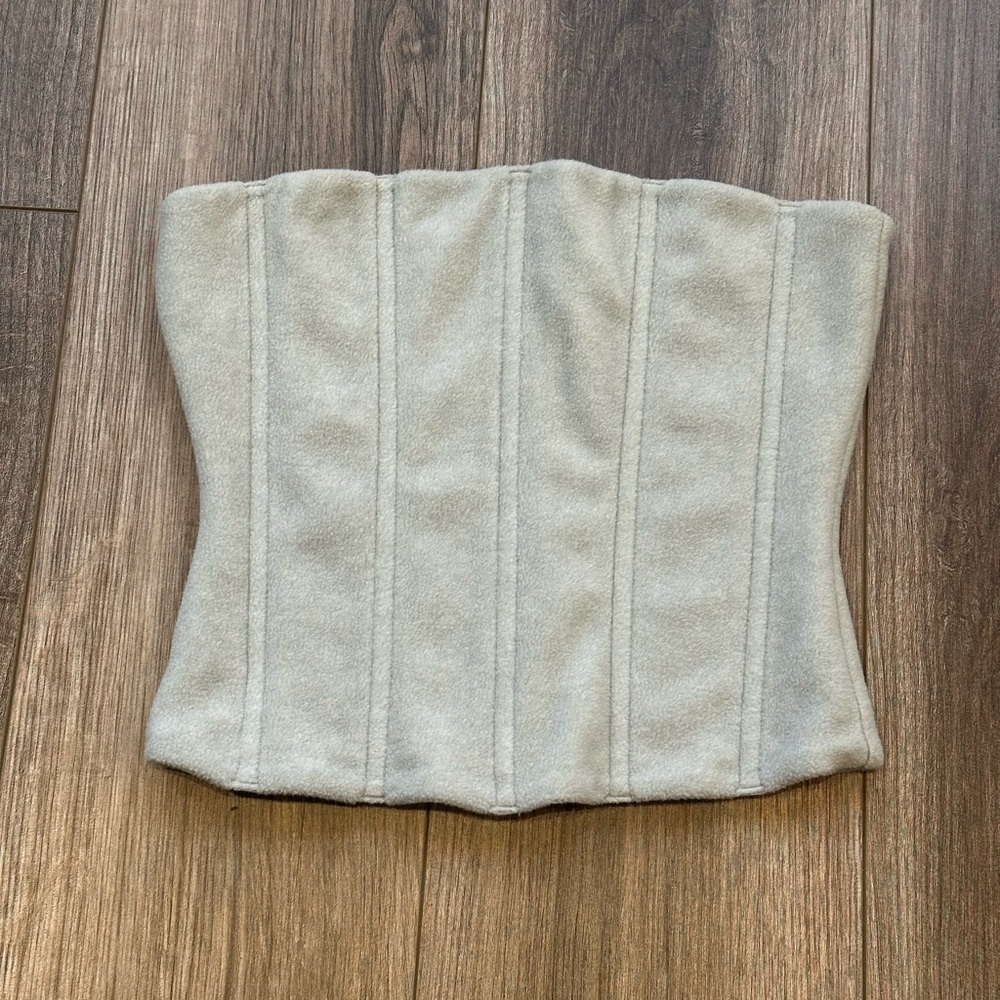 SKIMS Grey Fleece Corset Top